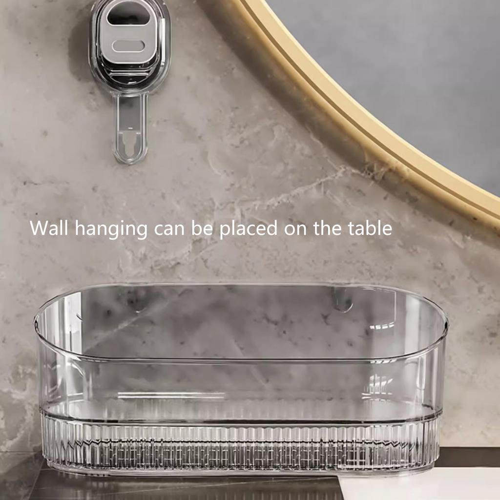 Heavy Duty Suction Cup Storage Box Wall Mount Bathroom Cosmetics Holder Transparent Shelf for Bathroom and Kitchen Use