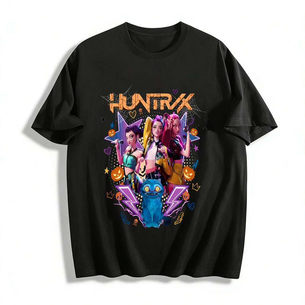 

Halloween HUNTRIX Girl Group Print Top Trendy Cartoon Cat Holiday Vibe T-Shirt Pure cotton T-shirt XXS