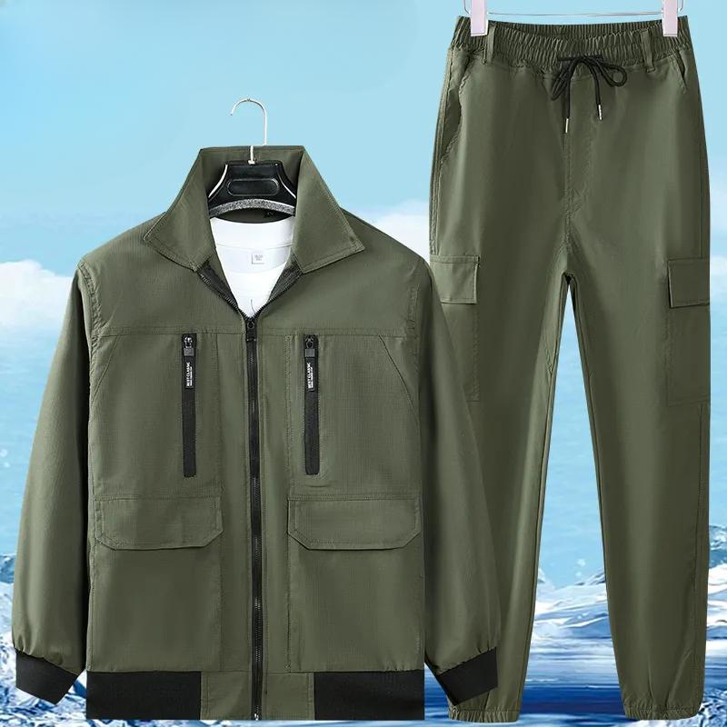 

Thin Overalls Suit Men s Ice Silk Quick-drying Elastic Outdoor Wear-resistant and Dirt-resistant Labor Insurance Summer Tooling XXXXL зелений