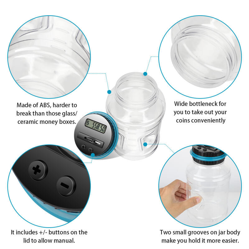 Electronic Piggy Bank Counter Coin Digital LCD Counting Coin Money Saving Box Jar Coins Storage Box For USD EURO Money Gifts