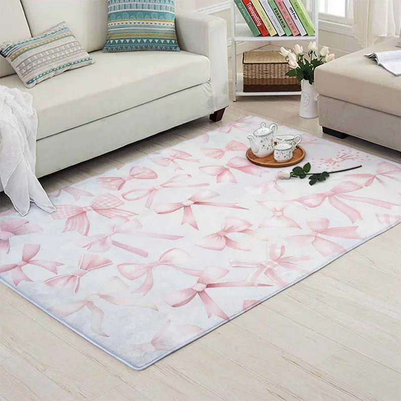 

Rug Coquette Pink Bow Area Rug Chic Rug Make Statement Style Living Room Home Decoration Carpets Carpets for Living Room 40x60cm