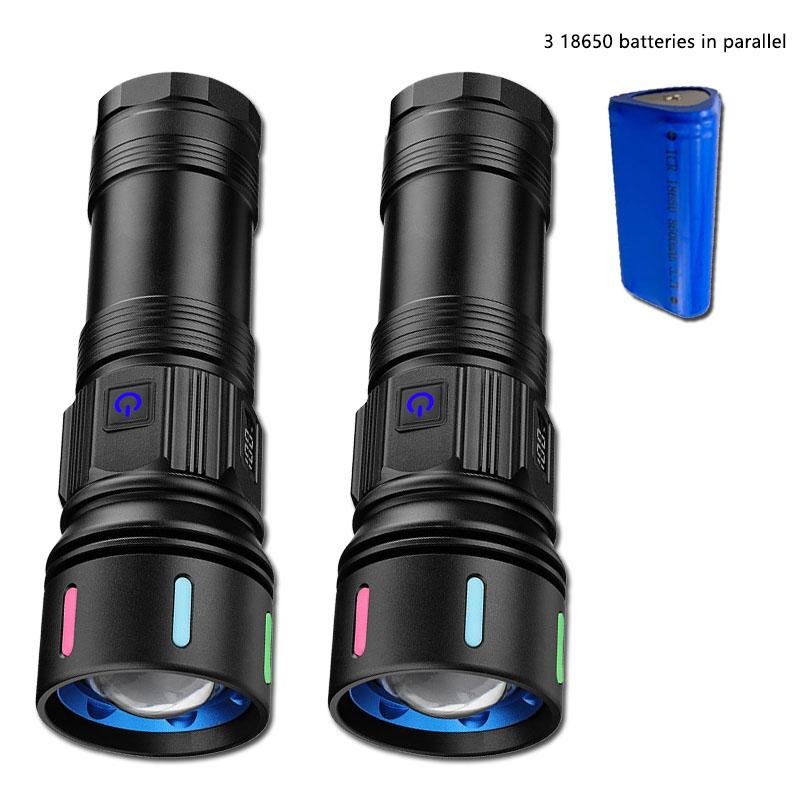 High Power 4 Light Source LED Flashlight Super Bright RechargeableTelescopic Zoom Tactical Torch Outdoor Camping Lantern