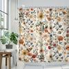 Retro Shower Curtain - Wild Flowers & Weeds, Waterproof, 12 Hooks, 71In, Modern Bath