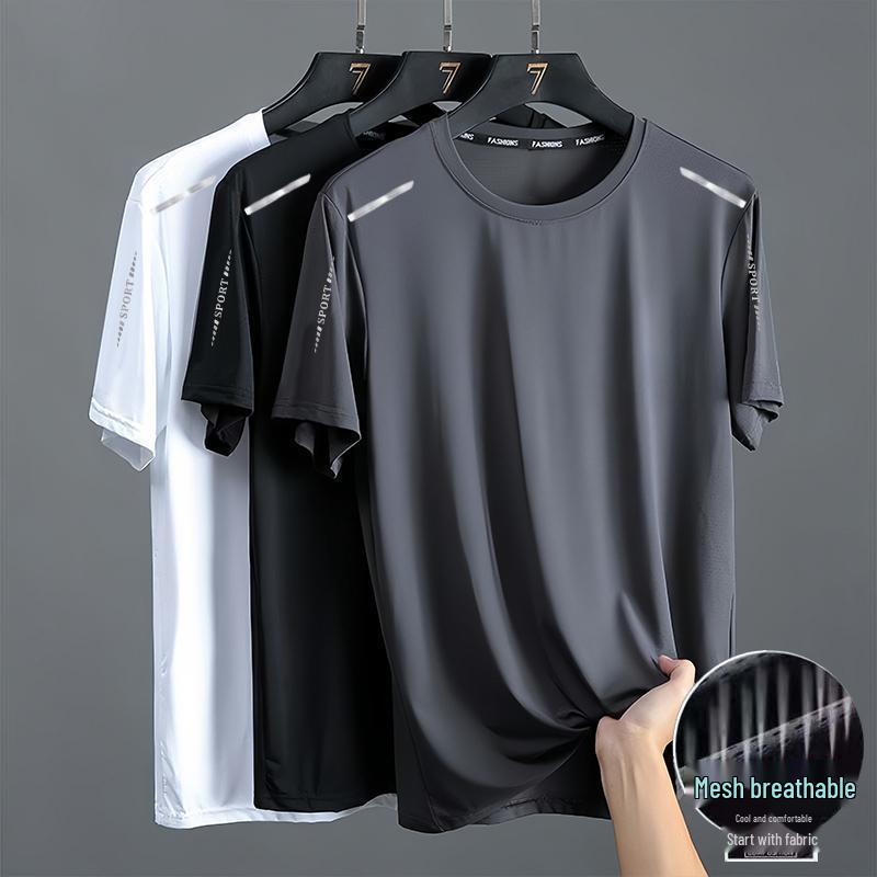 Pánské letní rychleschnoucí volné fitness běžecké tričko, nadměrná velikost, sportovní oblečení s krátkým rukávem