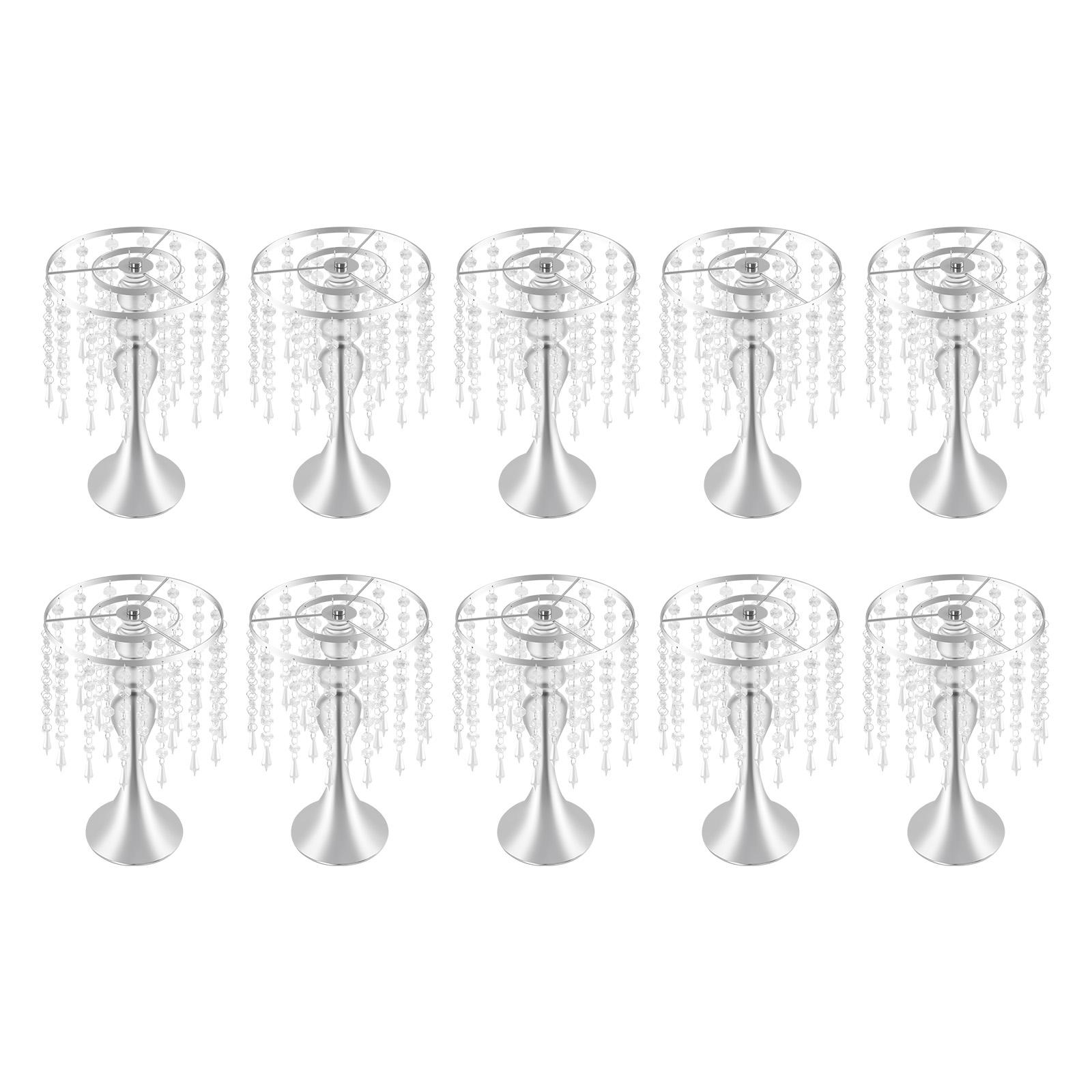 

10 PCS Modern Flower Stand, Iron Acrylic Round Plant Holder for Wedding Centerpiece, Home Garden Balcony Decor, Tabletop Display серебряный