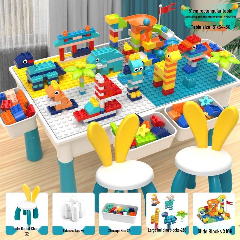 Multifunctional Large Particle Building Block Table for Kids: Educational Toy for Boys, Girls, and Babies