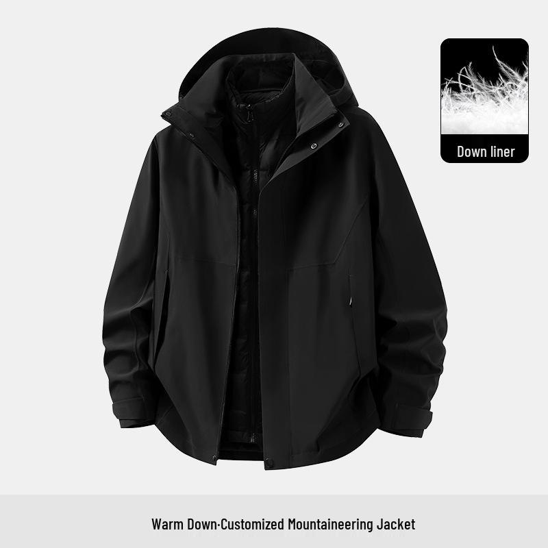 Custom 3-in-1 Down Jacket with Logo for Autumn/Winter – Thick Employee Uniform Outerwear