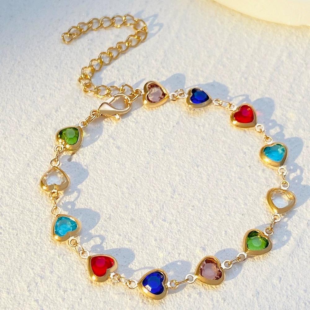 New Instagram style colorful heart bracelet with personalized temperament, heart-shaped dopamine bracelet