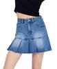 ODDSTUDIO Washed Pleated Denim Mini Skirt - Blue