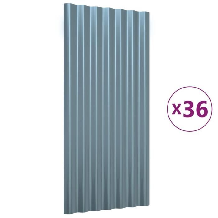 Panneaux de toiture en acier enduit de poudre gris 80x36 cm - VIDAXL