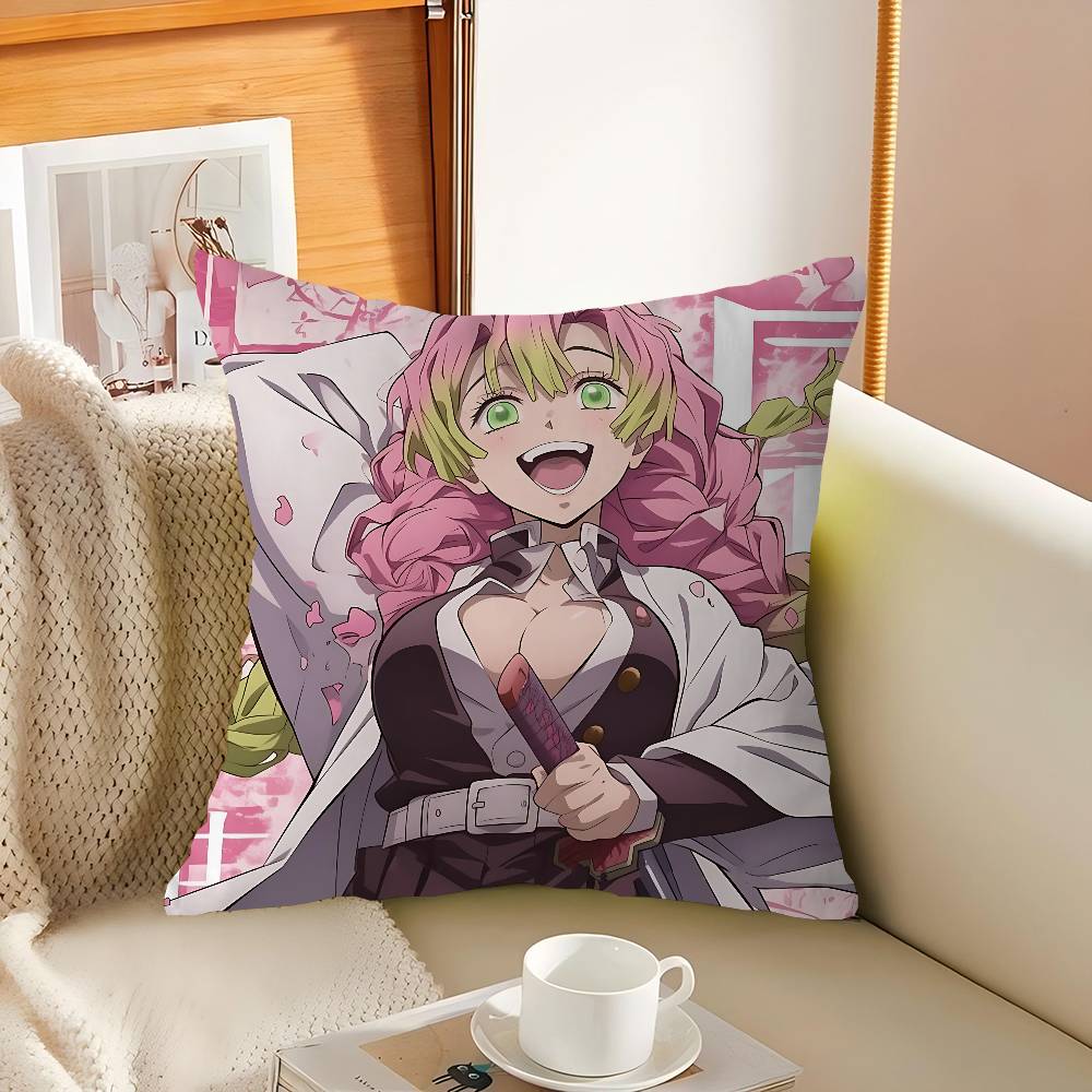 M-Mitsuri Kanroji Anime Cushion Cover Inches Farmhouse Decor Home Throw Pillow Covers For Couch Decorations