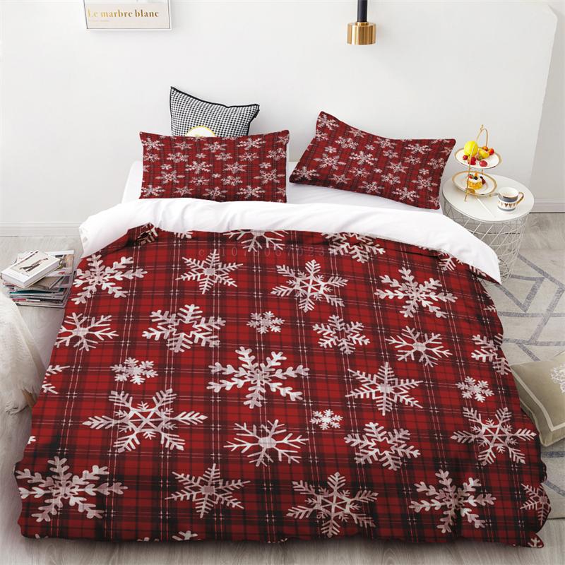 Duvet Cover Christmas Snowflakes Black Background Three Piece Collection One Quilt Cover Two Pillowcases Single Double Queen King