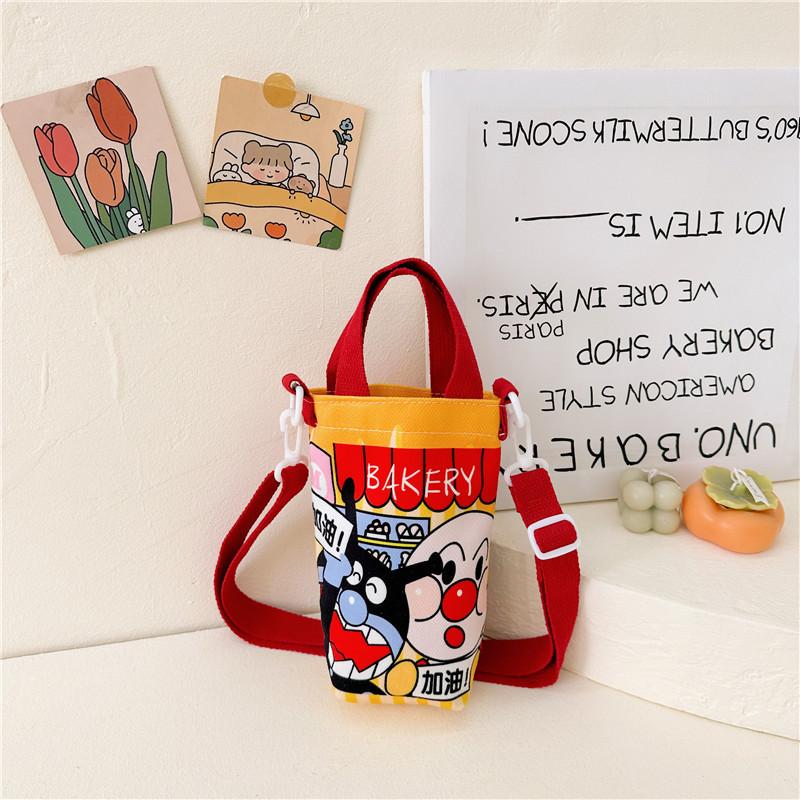 Fashion new children's bag cute girl large capacity water cup canvas bag baby shoulder messenger bag