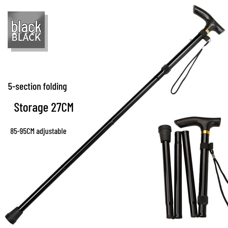 Five-Section Folding Ultra-Short Trekking Poles with T-Handle and Adjustable Telescopic Design for Hiking and Mountaineering
