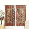 Boho Jit Retro Floral Print Curtain Polyester Home Decor Curtains Light Blocking Set Of 2 Made With Rod Pocket