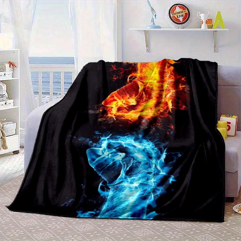 Flame Dance In Blue And Orange Blanket Flannel Blanket Throw Blanket Sofa Cover Blanket Soft Premium Blanket Picnic Blanket Tv Blanket Gifts