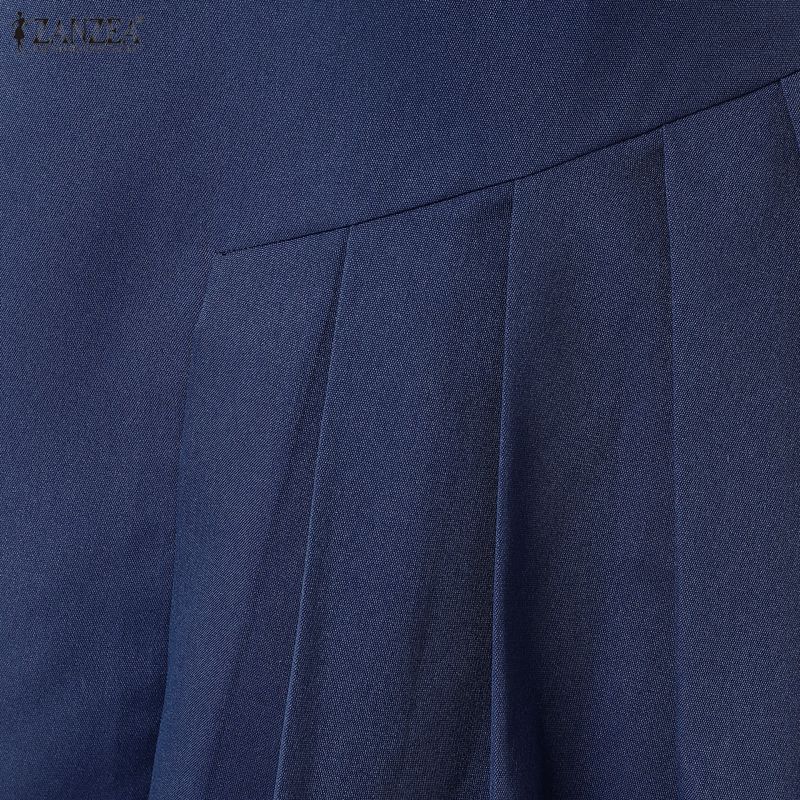 ZANZEA Women Casual Round Neck Solid Color Short Sleeve Dress