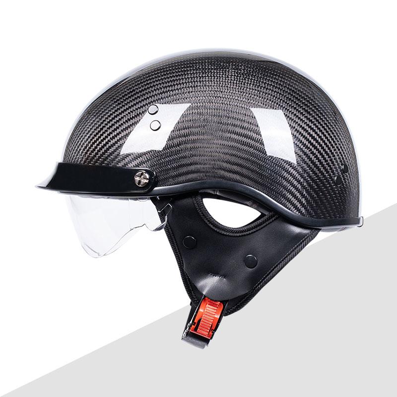 3k DOT Approved Bright Black Classic Half Face Racing High Quality Carbon Fiber Helmet Casque Casco Para Motocicleta Certificado