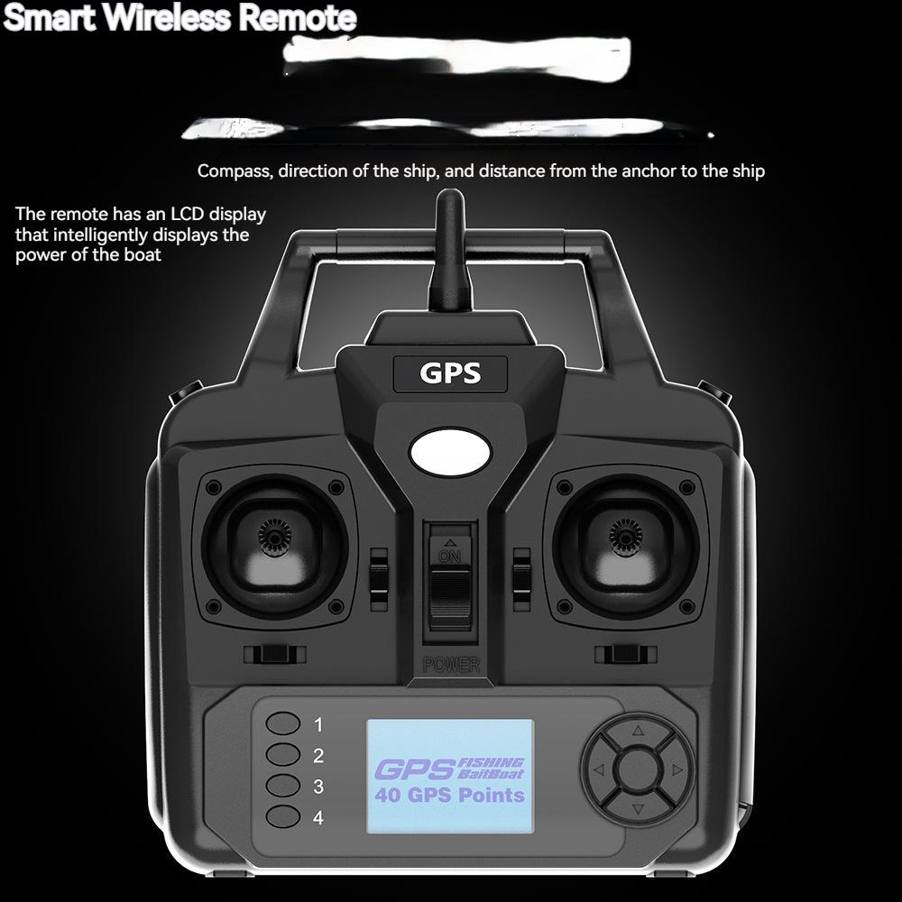 Fishing Bait Boat, Led Power Display and Searchlight, Battery Capacity 12000mah, 40 GPS Set Points, 3-hour Cruise, Automatic Return