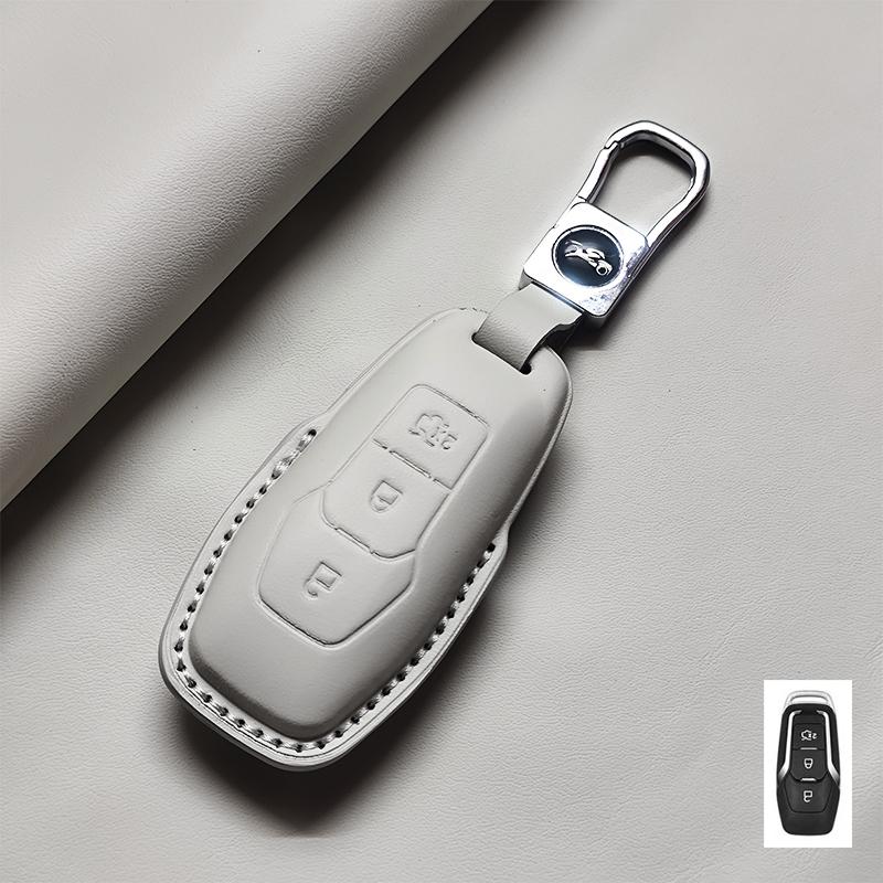 Genuine Leather Car Key Case Cover Fob For Ford Focus 3 4 St Mondeo 5 Mk5 Mustang F-150 Explorer Edge Fiesta Kuga Mk3 4 Durable