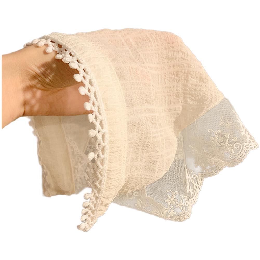Delicate Lace Patterns Vintage Lace Hairband Plaid Triangle Scarf