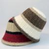 Fashion Wide-Striped Knitted Bucket Hat Versatile Cold-Proof Fisherman Hat Large Head Circumference Warm Basin Hat Outdoor