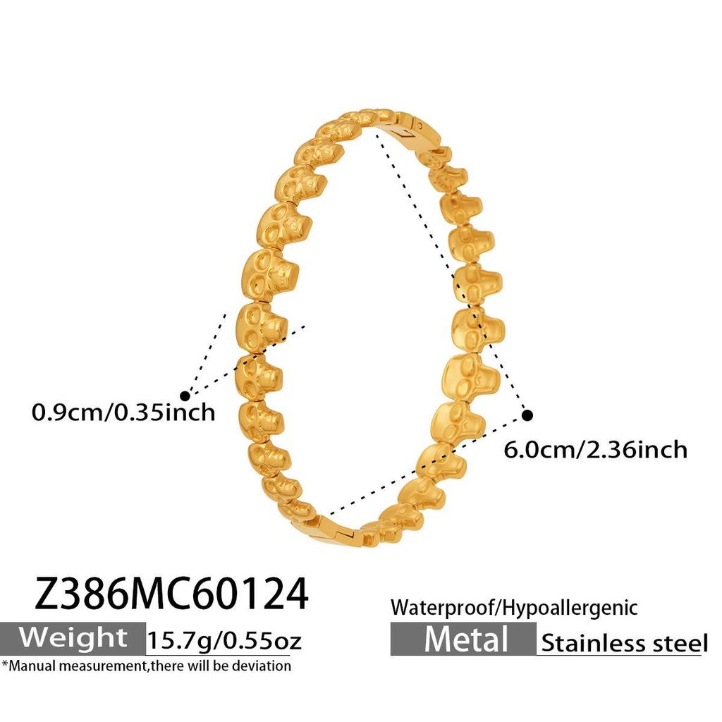 Modern Chinese Style Stone Pendant Gold-Plated Stainless Steel Geometric Bracelet