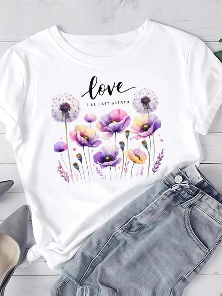 (Asiatische Größe) Liebe Druck Kleidung T-Shirt Damen Mode Tee Top Frau Druck Weiblich Kurzarm Grafik-T-Shirts