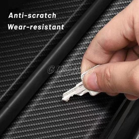 Carbon Fiber Car Door Plate Sill Scuff Cover Anti Scratch Sticker Protector 4pcs