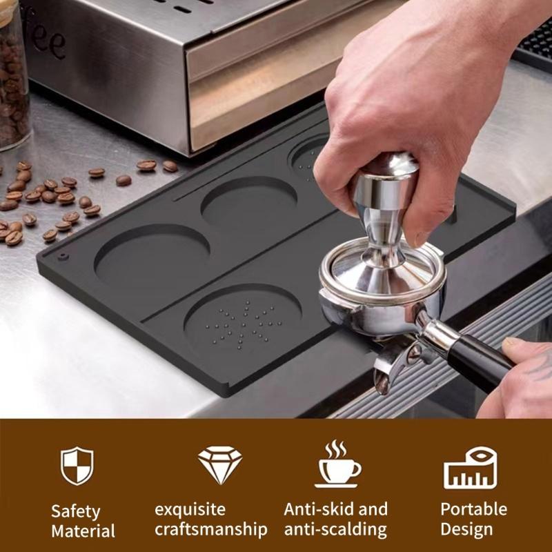 Universal Espresso Coffee Tampers Mat Station Press Tampering Holder Corner Mat Pad Silicone Coffeeware Tamping Tools