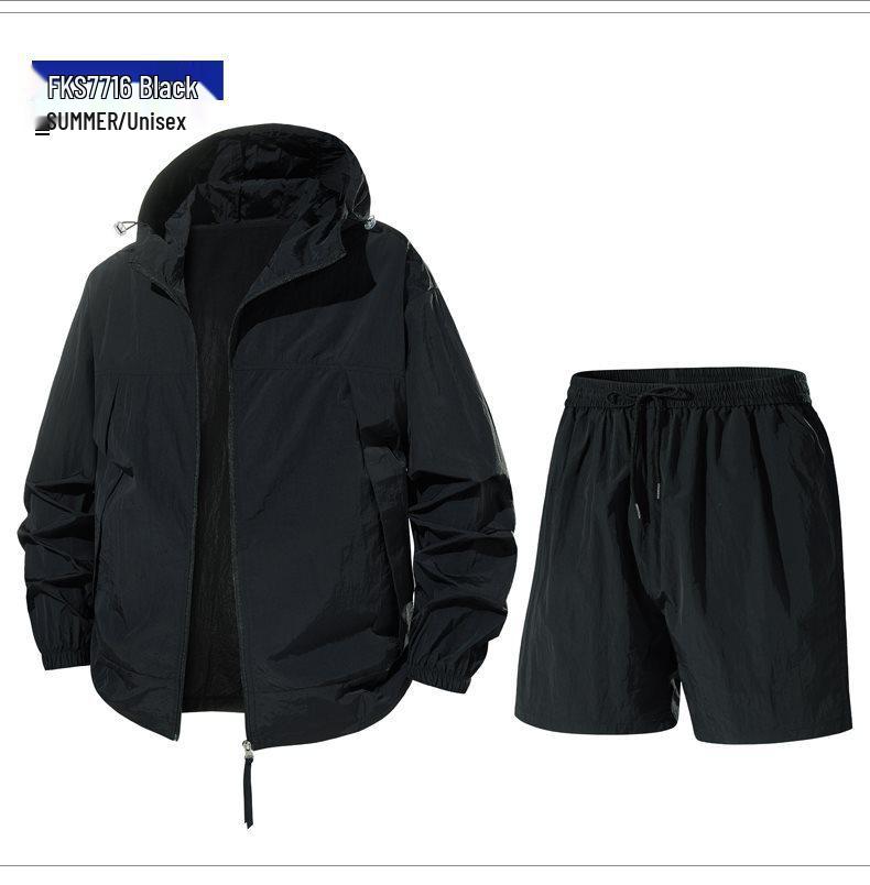 Traje deportivo casual de verano para hombre: Conjunto de seda helada transpirable con protección solar.