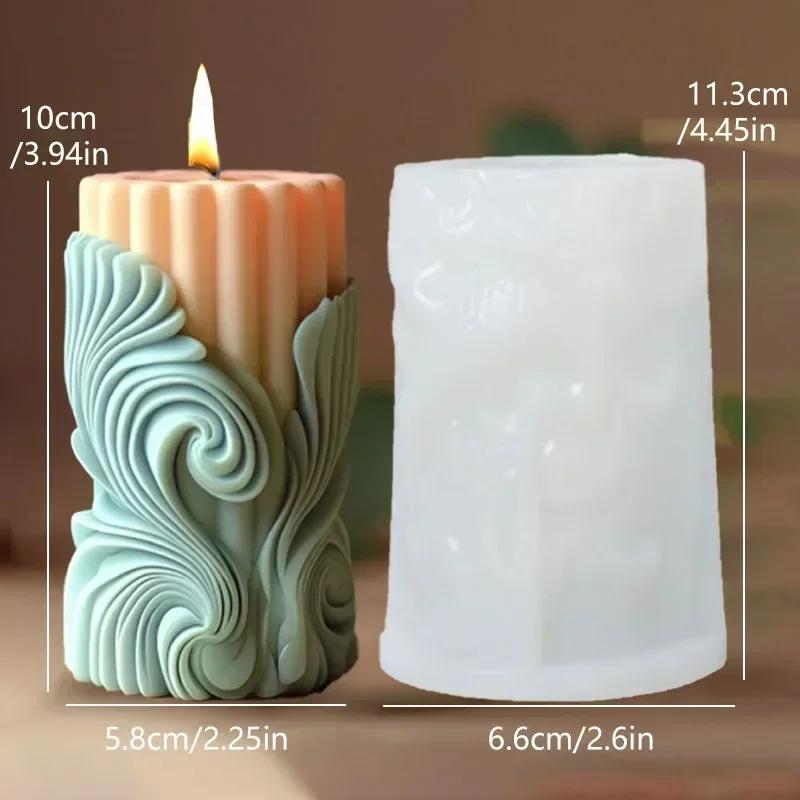 Blooming Flower Bud Relief Cylindrical Candle Silicone Mold Peony Leaf Relief Resin Mould Lily Rose Flower Relief Gypsum Molds