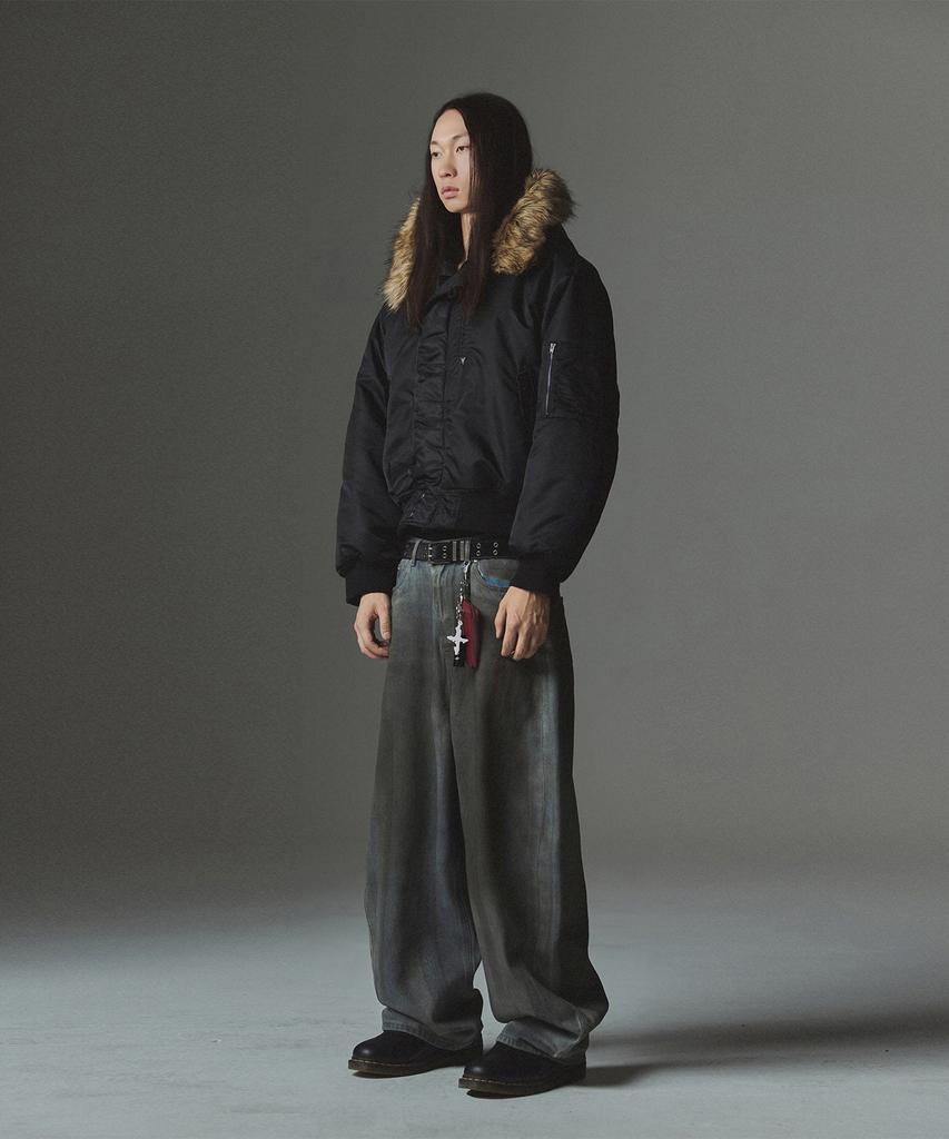 Not4Nerd Fur Hooded N2B Bomber Jacket - Black