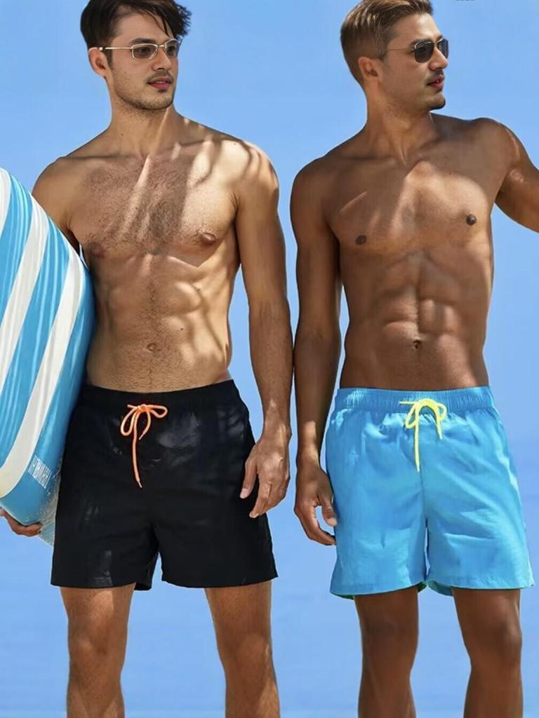 Men's Quick-Dry Ice Silk Beach Shorts - Casual Loose Fit, Trendy 5-Point Surf & Swim Trunks