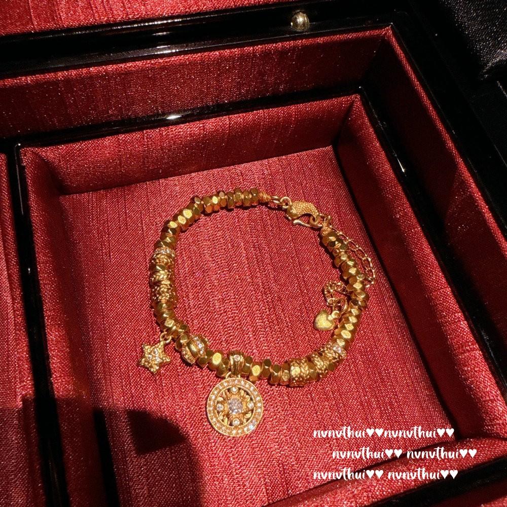 Ancient Gold, Hammered Star Vajra Pestle Bracelet, New Chinese Style, Lotus Root Lotus Blessing Bead Bracelet, Combination