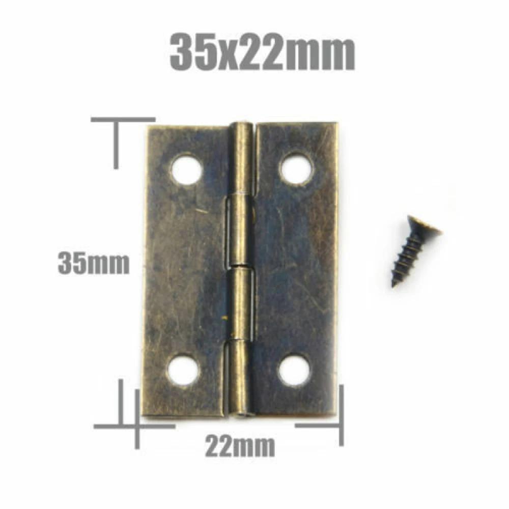 10-25pcs Mini Antique Brass Cabinet Hinges with Screws for Jewelry Gift Box Wooden Wine Chest Door Hardware