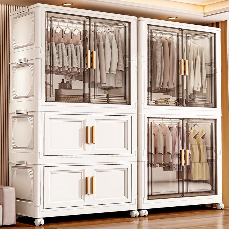 Foldable plastic storage box simple wardrobe for home bedroom closet toy storage cabinet no installation required