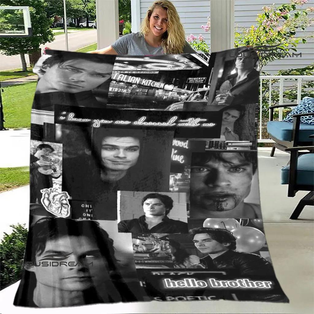 The Vampire Diaries Damon Salvatore Decken warme Flanelldecken Picknickdecke Heimreise Decke Bettwäsche Geburtstagsgeschenk