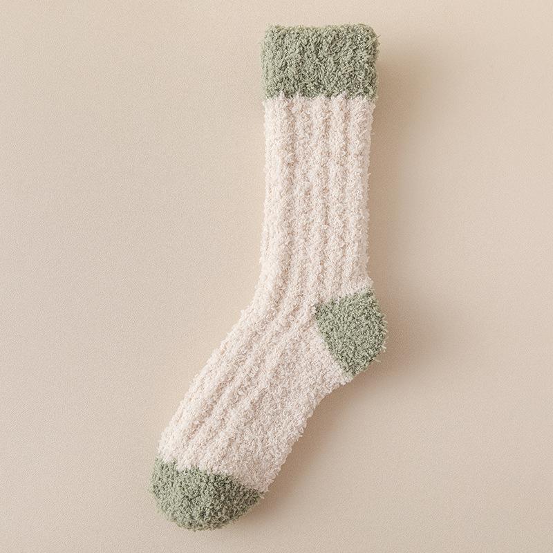 Coral Velvet Socks for Women Autumn Winter Extra Thick Warm Mid-tube Floor Socks Wool Circle Plus Velvet Sleeping Month Sleeping Socks