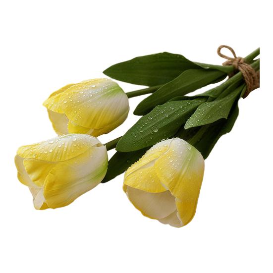 

Artificial Tulip Flower Realistic Tulip Bouquet Faux Silk Flower Arrangement for Home Office Wedding Party Mother s Day жёлтый