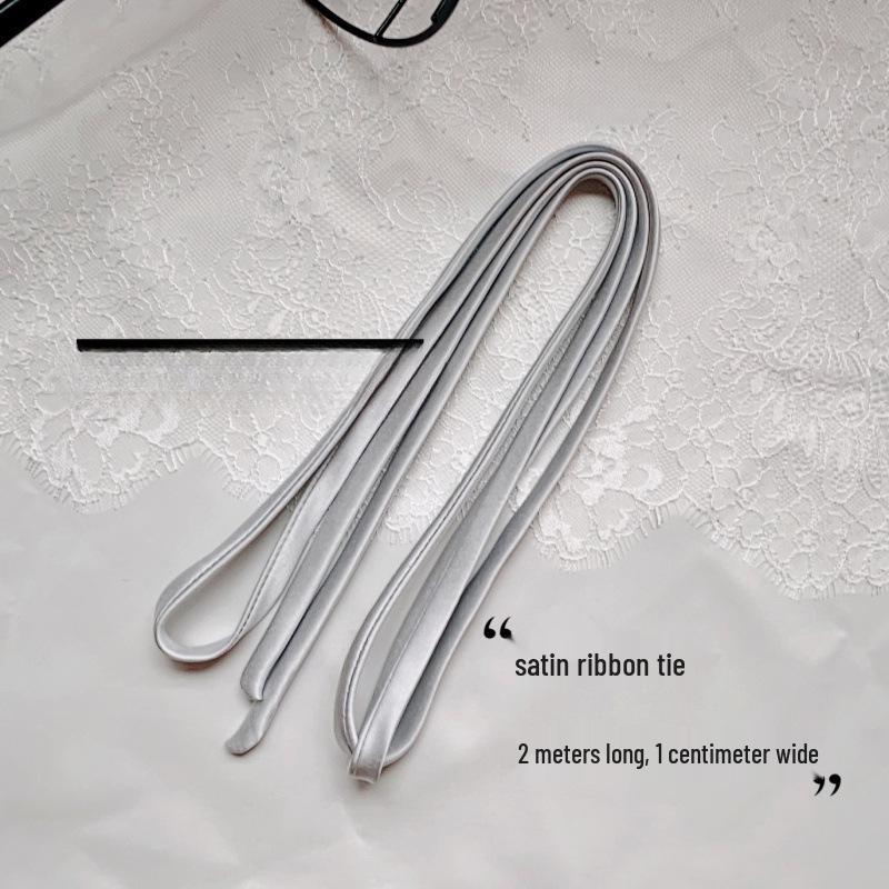 שמלת כלה מסאטן עם שרוכים, פפיון וסרט לשיער, עמידה ורב-תכליתית לכלה