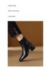 Women's Versatile Fashion Chunky Heel Ankle Boots - Square Toe, Fly-Knit Leather, Plus Velvet, for Autumn/Winter 2025