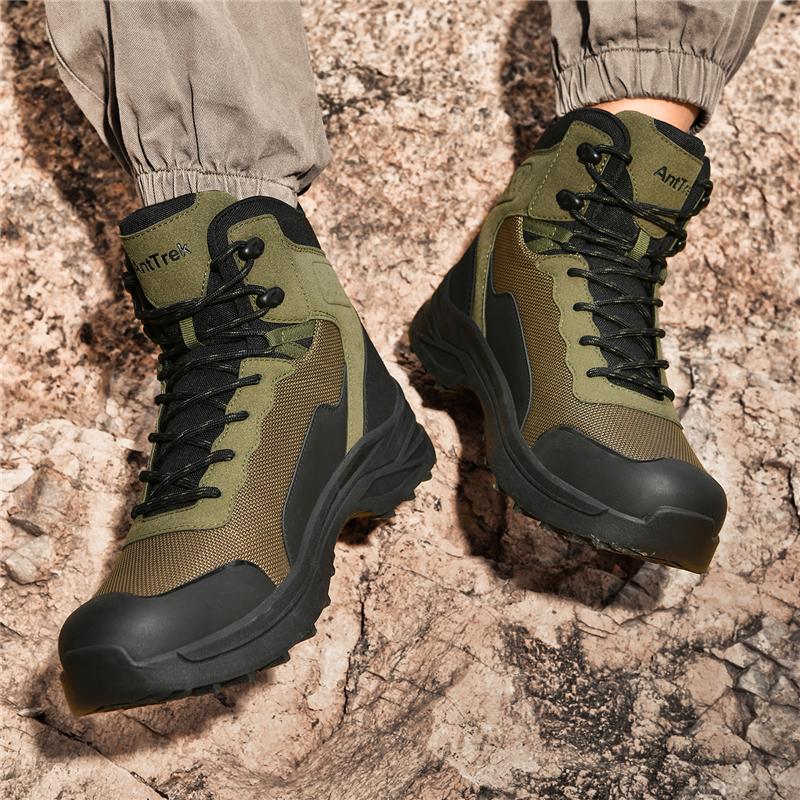Men High-top Hiking Sneakers Wear-resistant Tactical Boots Non Slip Outdoor Sports Shoes for Trekking Camping Big Size 39-47