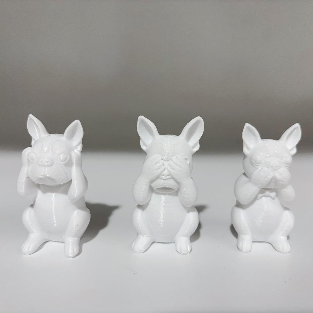 French Bulldog Statue Ornament, Listen, Look, Speak Wisdom Puppy Statue, Perfect Gift for Smart and Satirical Dog Lovers