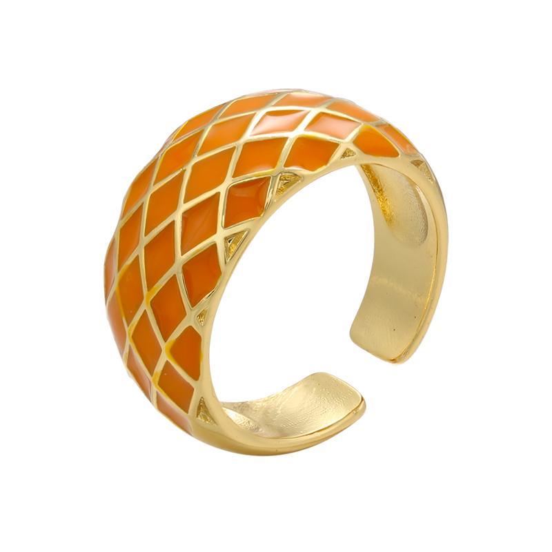 

HECHENG, Rainbow Color Drop Oil Ring for Women, Summer Enamel Open Ring Fashion Zircon Wholesale помаранчевий
