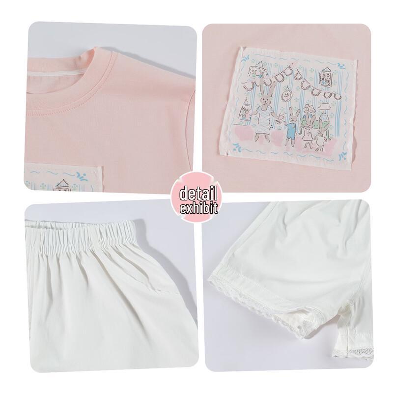 Beibeiyi Girls' Sweet Cool-Feel Short Sleeve & Shorts Set