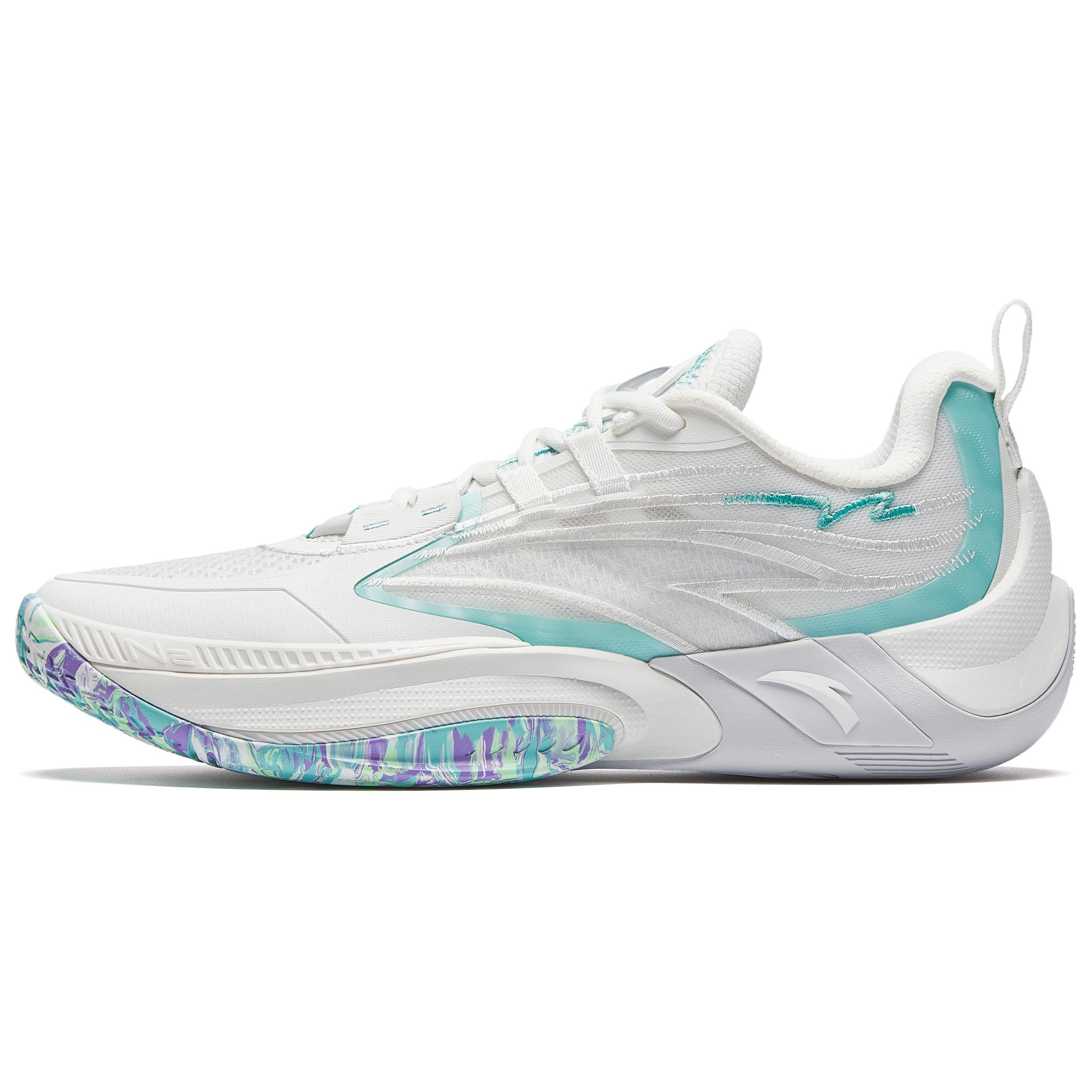 Anta Shunxi 1 V2 Pool Party Nitrogen Technology Shock Absorption Durable Low-Top Basketball Shoes Men Sneaker White Blue 912431110Q-3 44