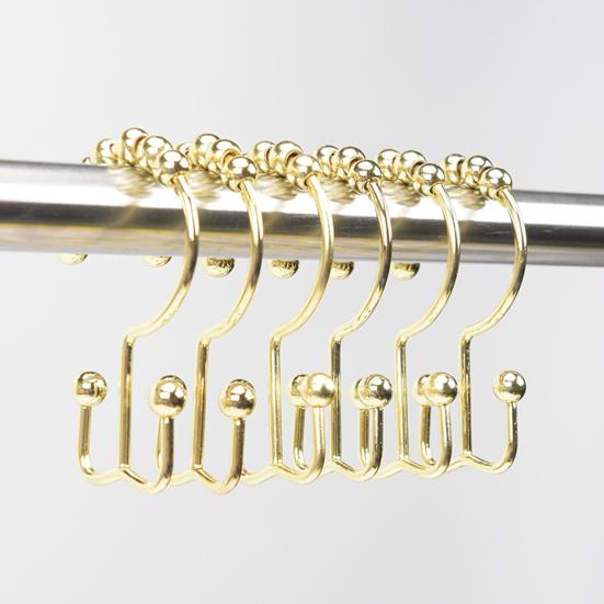 12 Pcs Shower Curtain Hooks Rust Proof Metal Shower Curtain Hooks Double