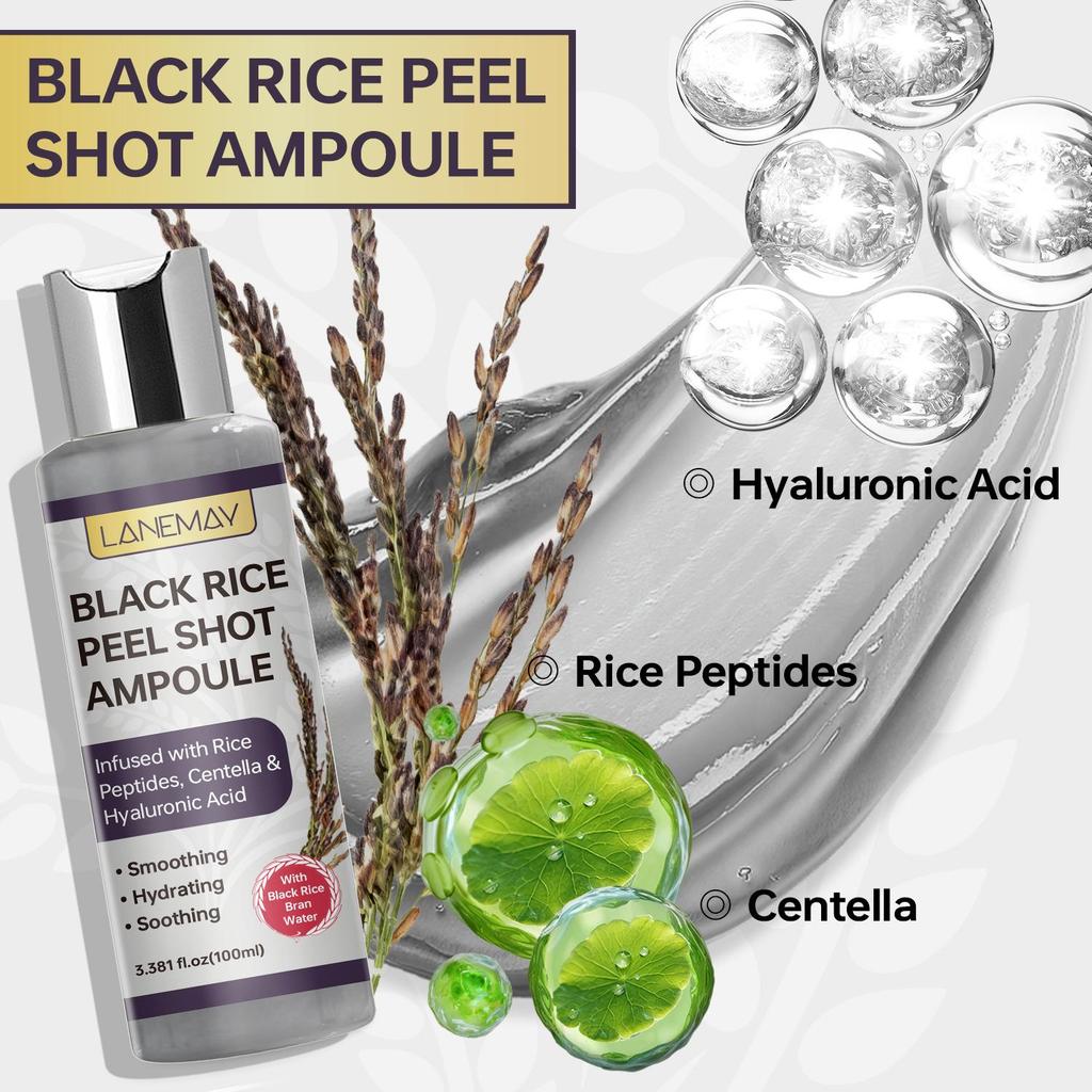 Svart ris-peel-ampulle - Tilfører dyp fuktighet og beroliger tørr eller irritert hud - Styrker hudbarrieren for glattere hud - 100 ml
