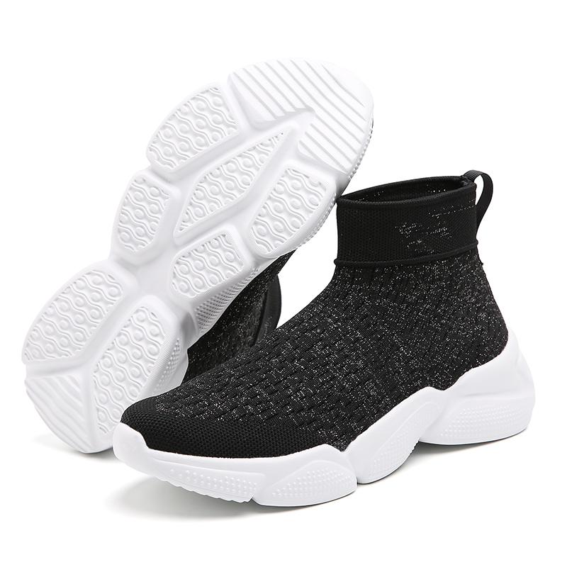 Womens Platform Sock Shoes New Fashion Casual Sneakers Winter Plush Womens Cotton Shoes Lightweight Womens Slip On Sock Trainers